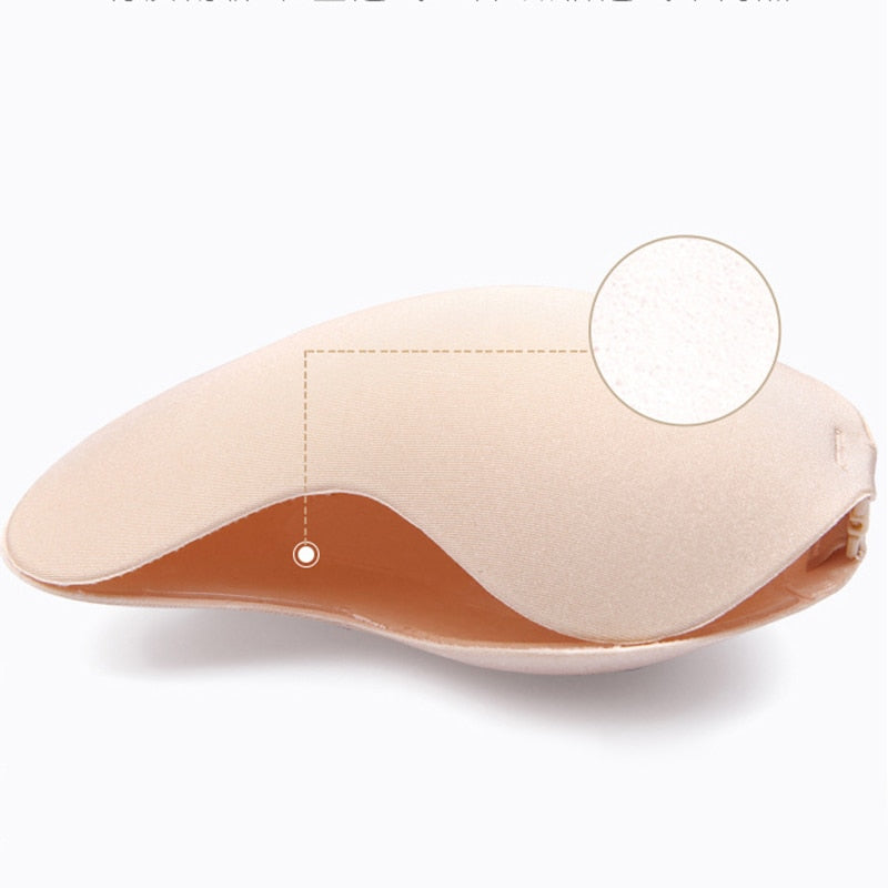 Sutiã adesivo push-up de silicone para levantar os seios sem alças autoadesivo invisível costas nuas para mulheres